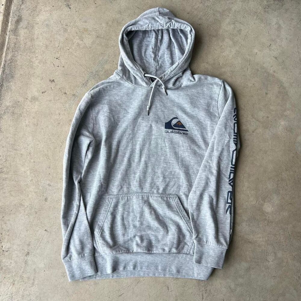 Quiksilver y2k kangaroo pocket hoodie grey Mens size L Large